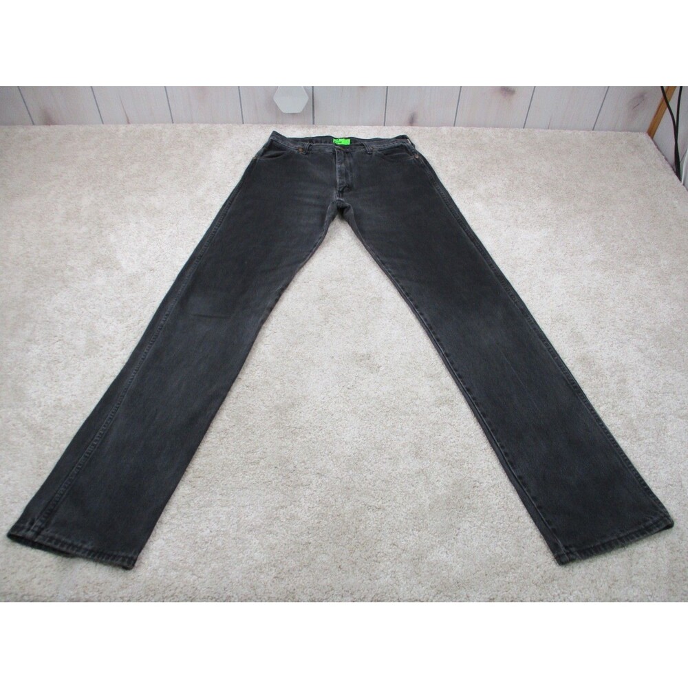 VINTAGE Wrangler Jeans Mens 30x36 Black 13MWZ Cowboy Straight Western Denim USA - Picture 4 of 14
